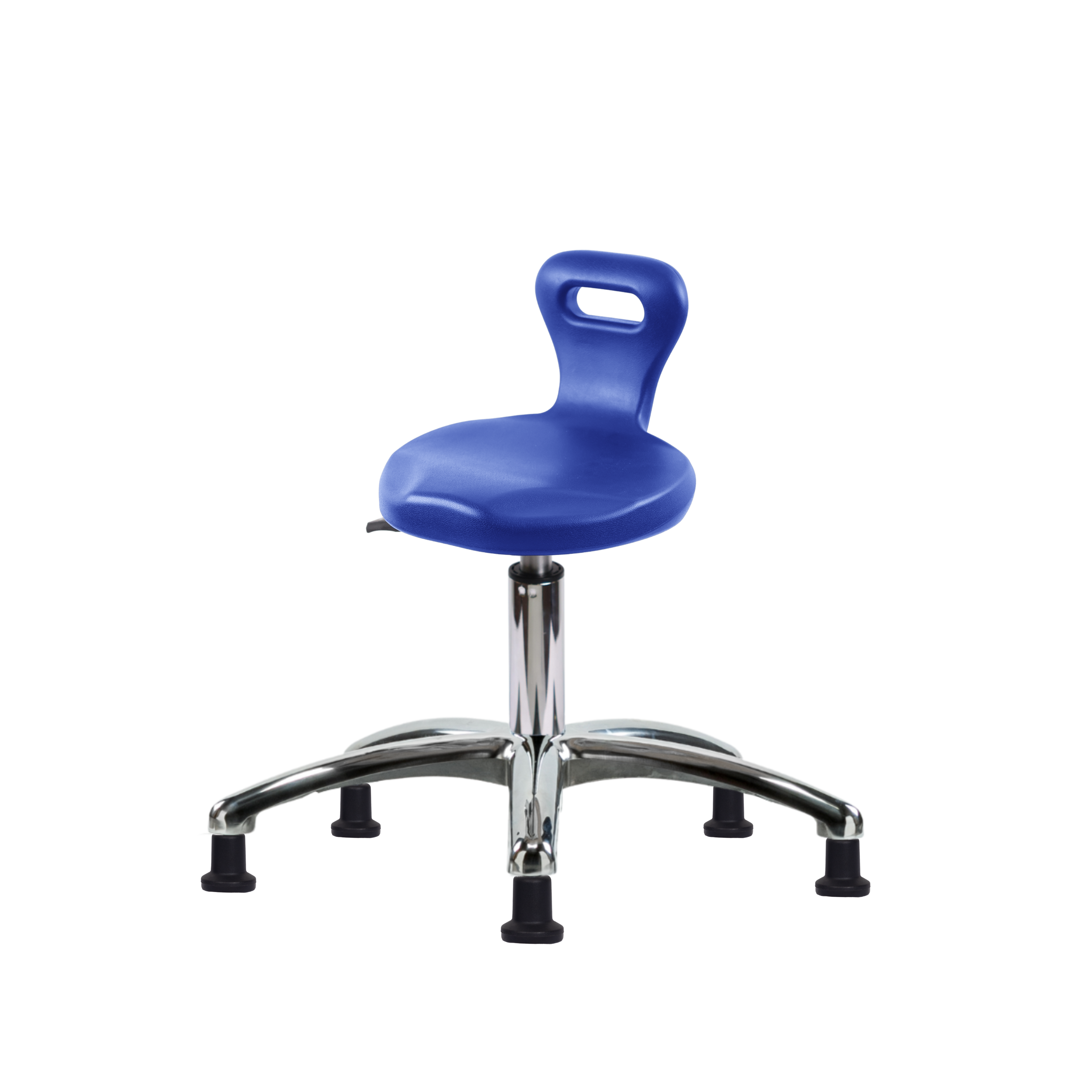 Polyurethane Serpent Stool Chrome - Desk Height with Stationary Glides in Blue Polyurethane