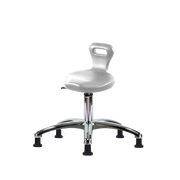 Polyurethane Serpent Stool Chrome - Desk Height with Stationary Glides in Gray Polyurethane