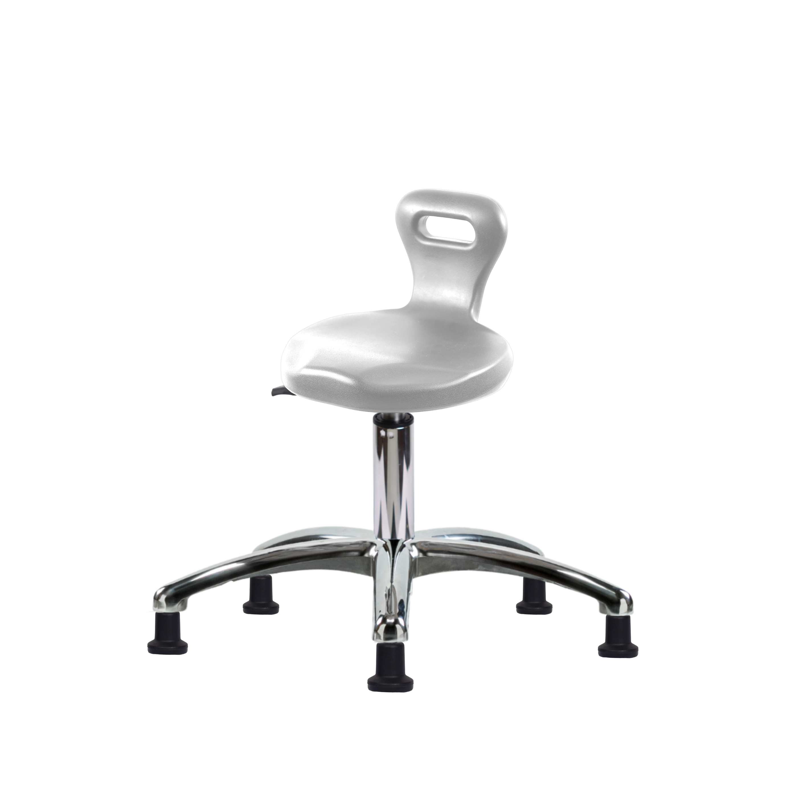 Polyurethane Serpent Stool Chrome - Desk Height with Stationary Glides in Gray Polyurethane