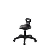 Polyurethane Serpent Stool - Desk Height with Casters in Black Polyurethane