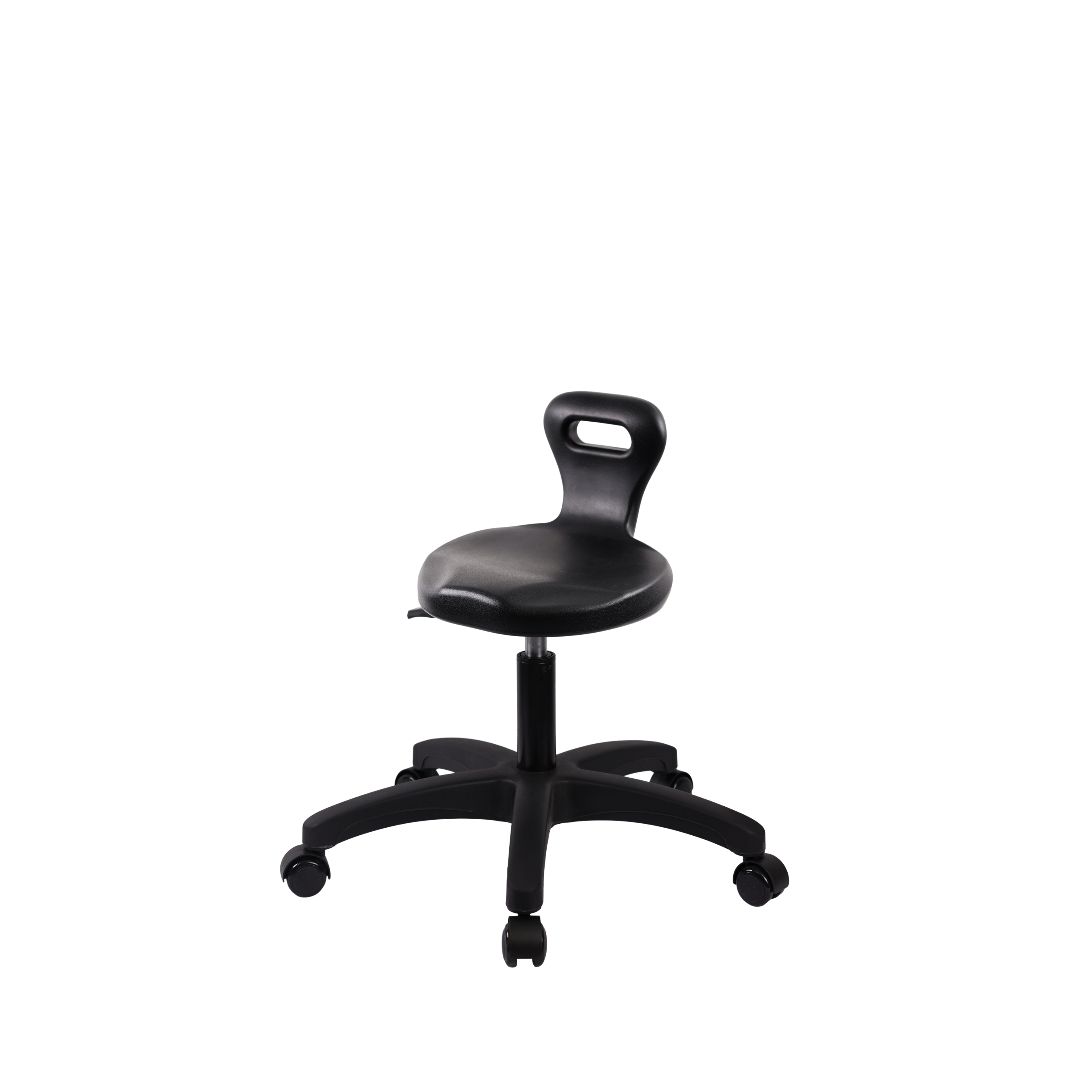 Polyurethane Serpent Stool - Desk Height with Casters in Black Polyurethane