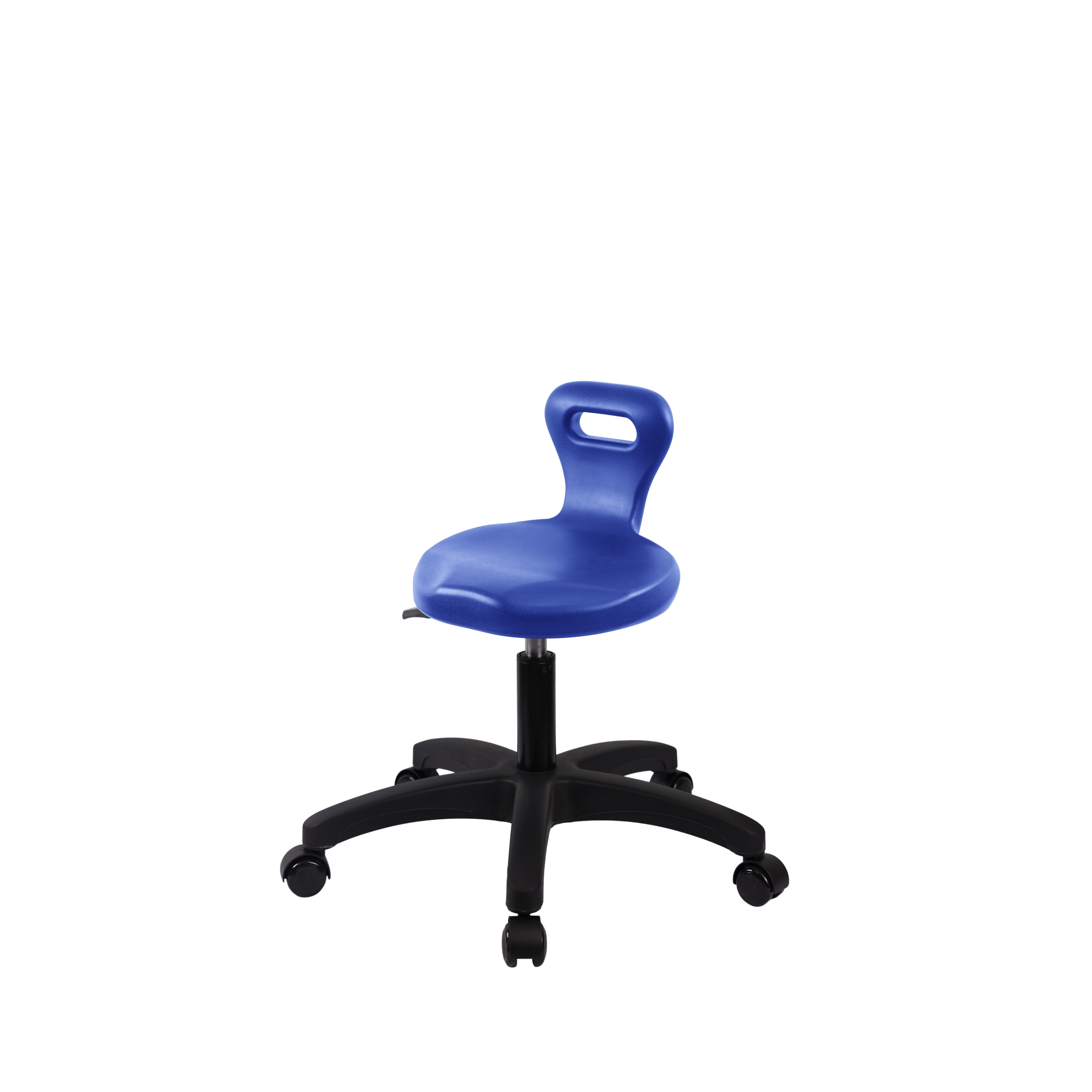 Polyurethane Serpent Stool - Desk Height with Casters in Blue Polyurethane
