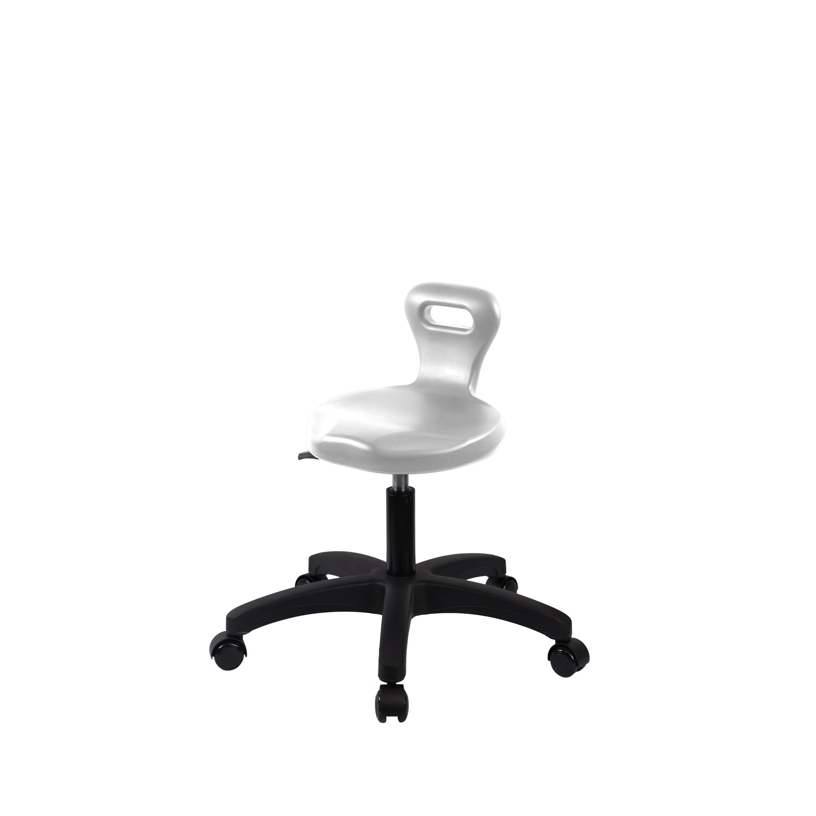 Polyurethane Serpent Stool - Desk Height with Casters in Gray Polyurethane