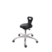 Polyurethane Serpent Sit-Stand Stool Chrome - Desk Height with Chrome Casters in Black Polyurethane
