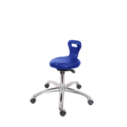 Polyurethane Serpent Sit-Stand Stool Chrome - Desk Height with Chrome Casters in Blue Polyurethane