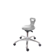 Polyurethane Serpent Sit-Stand Stool Chrome - Desk Height with Chrome Casters in Gray Polyurethane