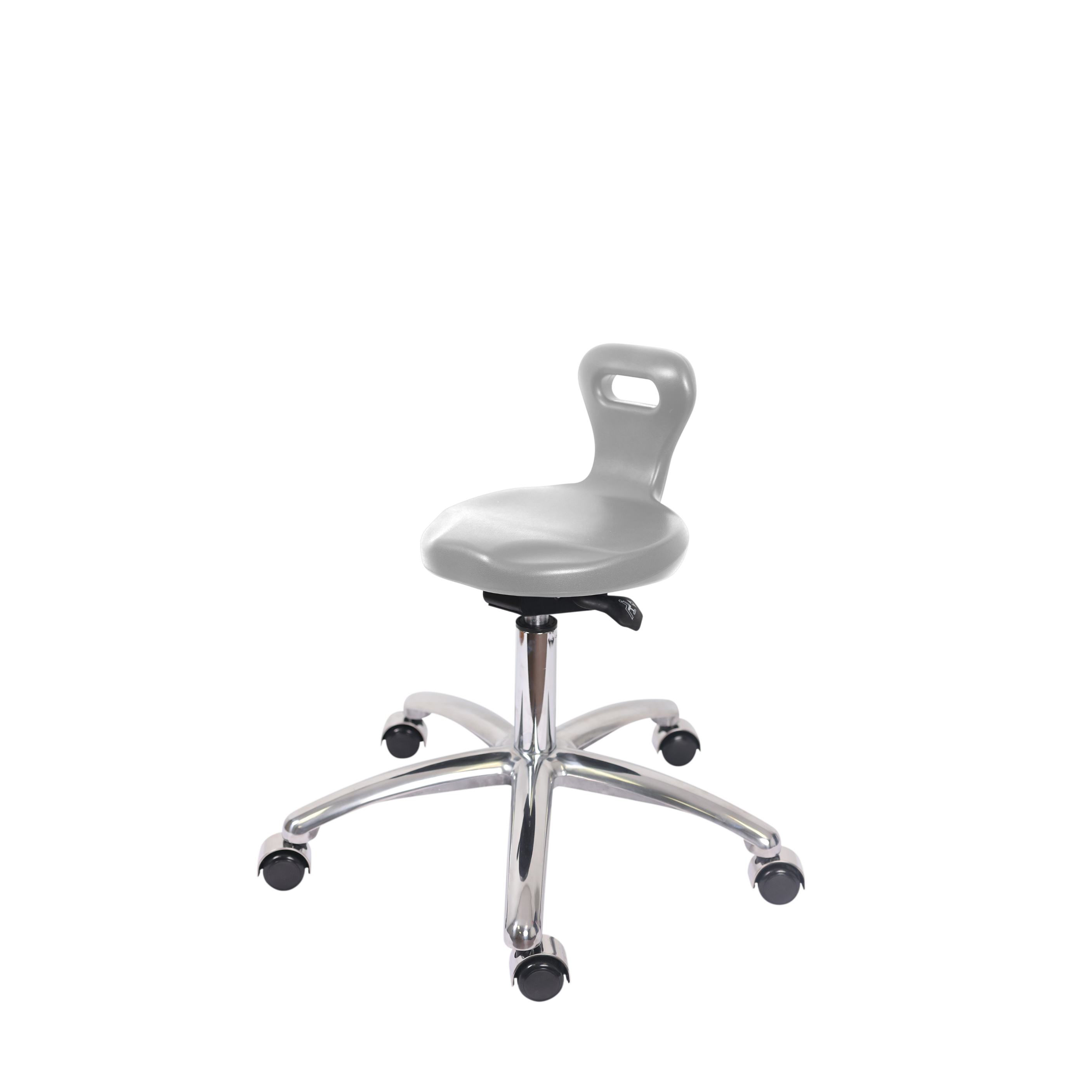 Polyurethane Serpent Sit-Stand Stool Chrome - Desk Height with Chrome Casters in Gray Polyurethane