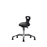 Polyurethane Serpent Sit-Stand Stool Chrome - Desk Height with Stationary Glides in Black Polyurethane