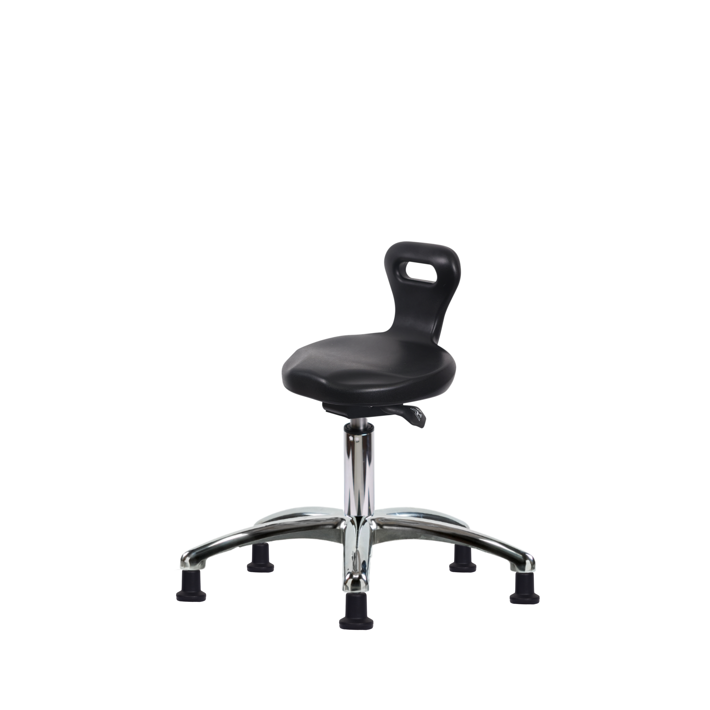 Polyurethane Serpent Sit-Stand Stool Chrome - Desk Height with Stationary Glides in Black Polyurethane