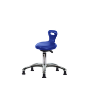 Polyurethane Serpent Sit-Stand Stool Chrome - Desk Height with Stationary Glides in Blue Polyurethane