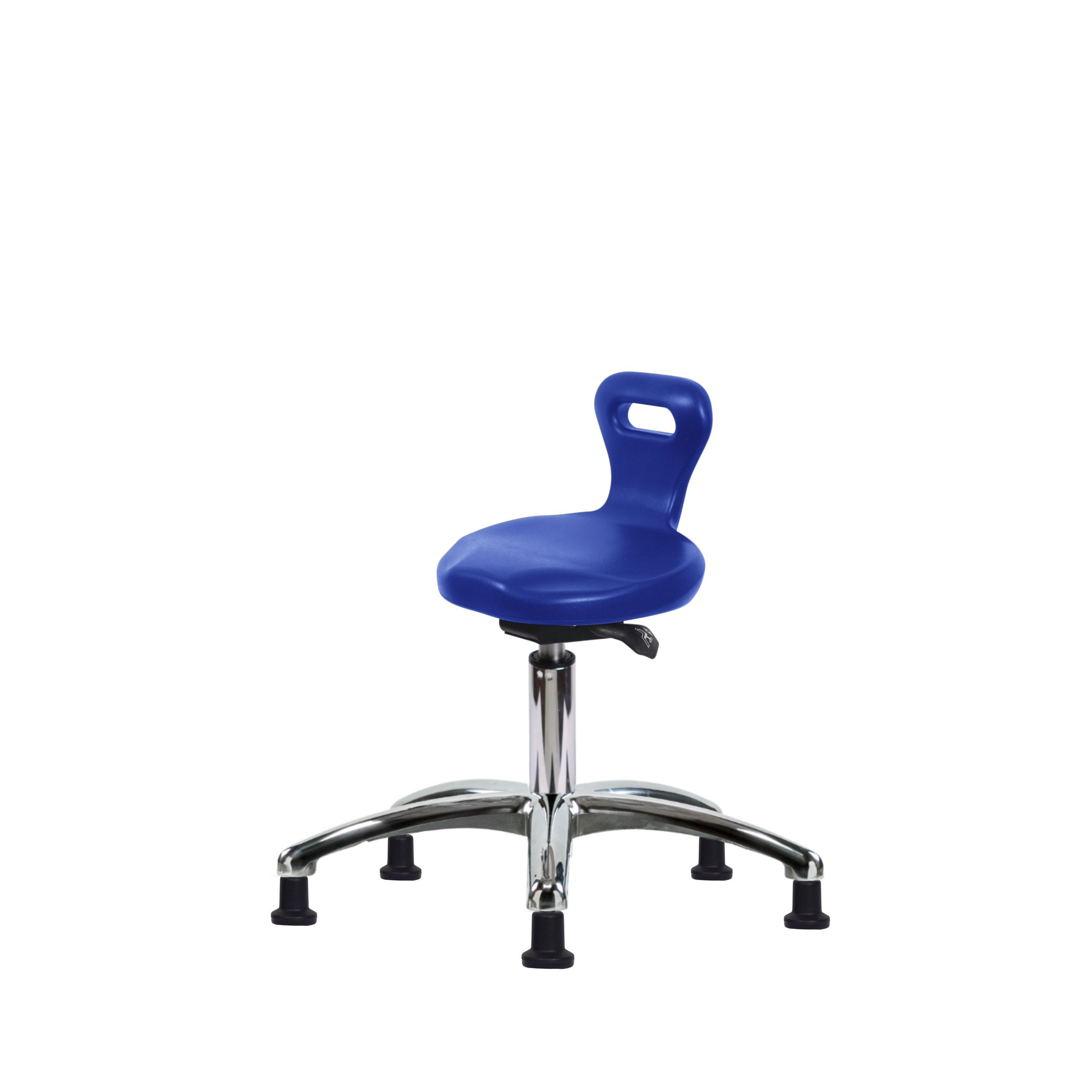 Polyurethane Serpent Sit-Stand Stool Chrome - Desk Height with Stationary Glides in Blue Polyurethane
