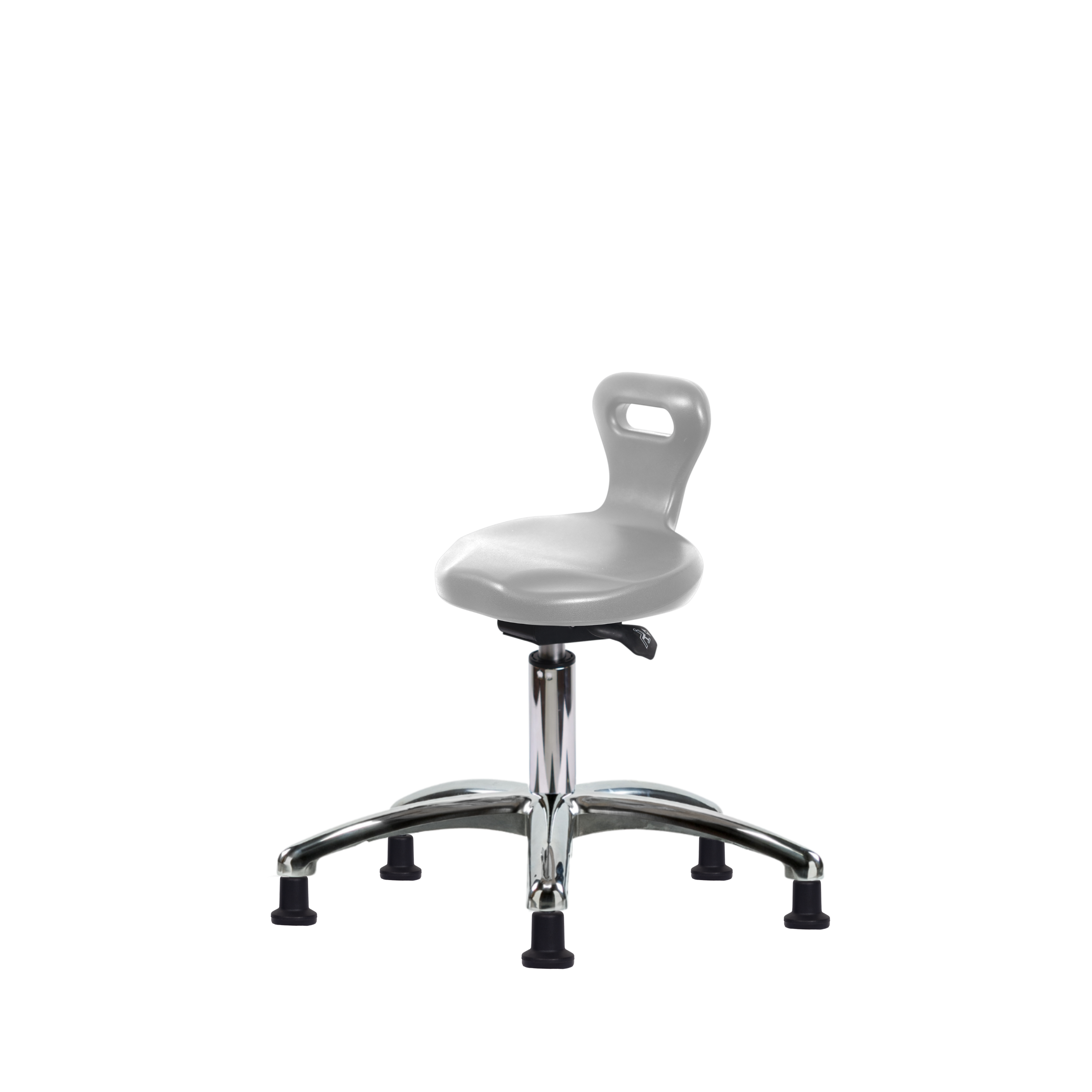 Polyurethane Serpent Sit-Stand Stool Chrome - Desk Height with Stationary Glides in Gray Polyurethane