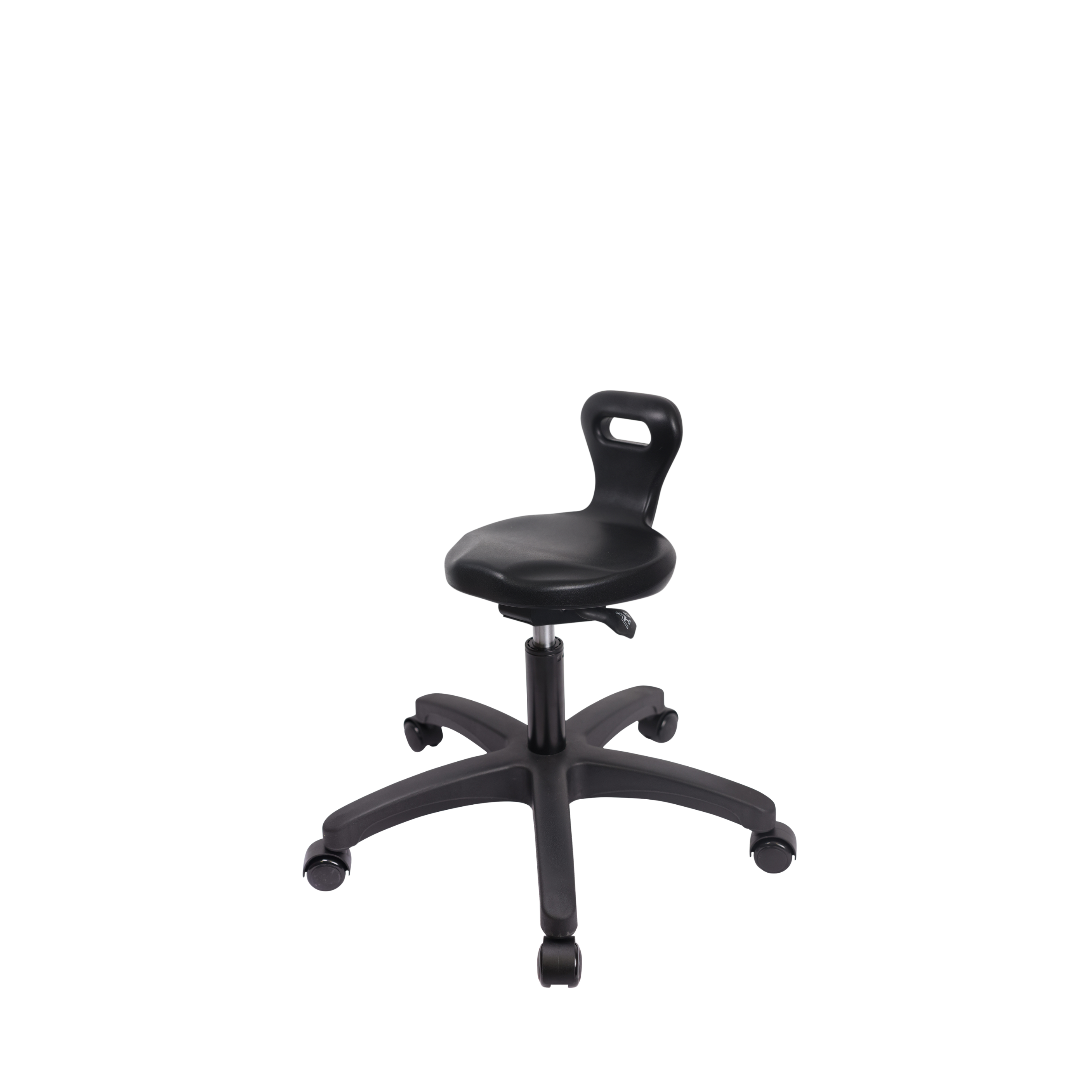 Polyurethane Serpent Sit-Stand Stool - Desk Height with Casters in Black Polyurethane