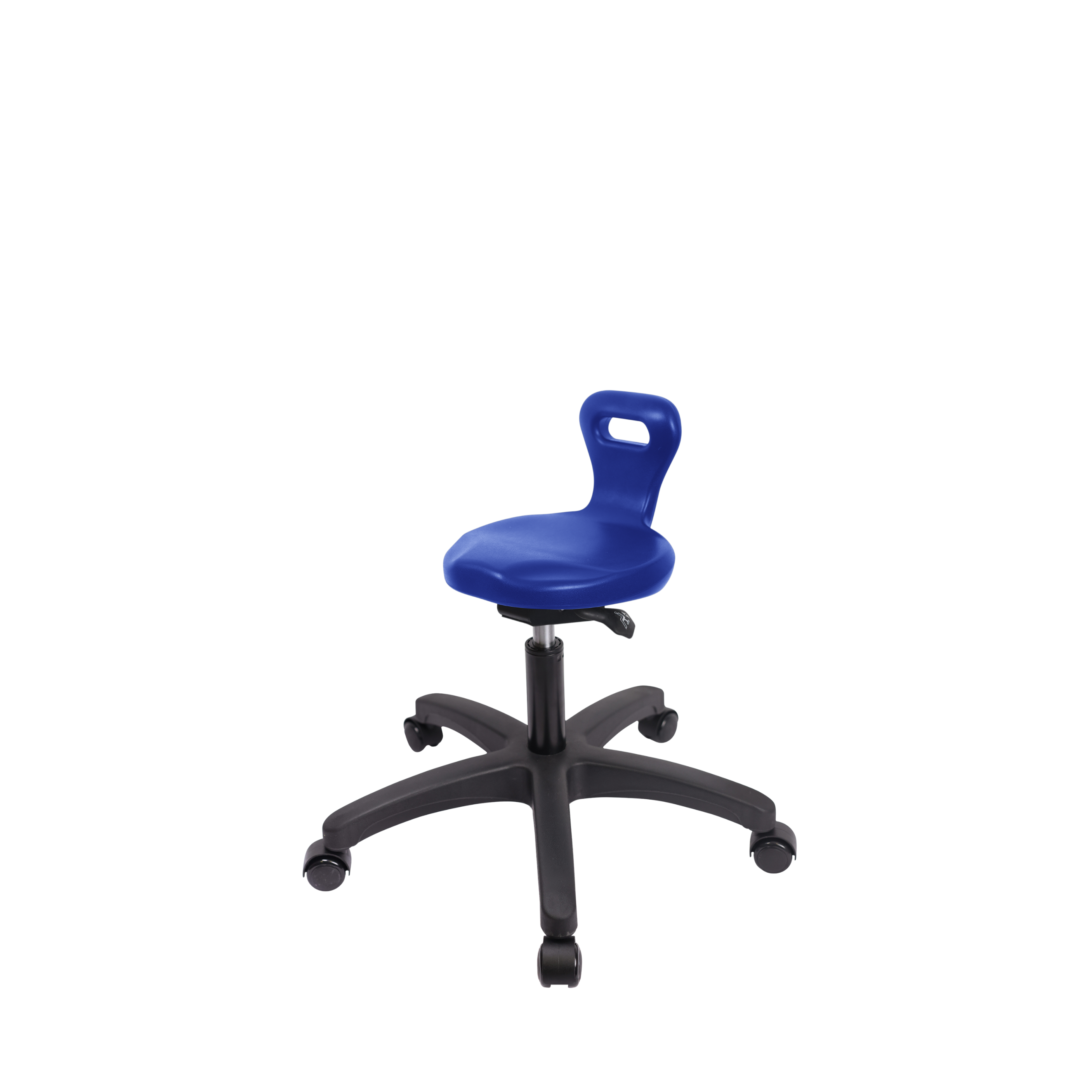 Polyurethane Serpent Sit-Stand Stool - Desk Height with Casters in Blue Polyurethane