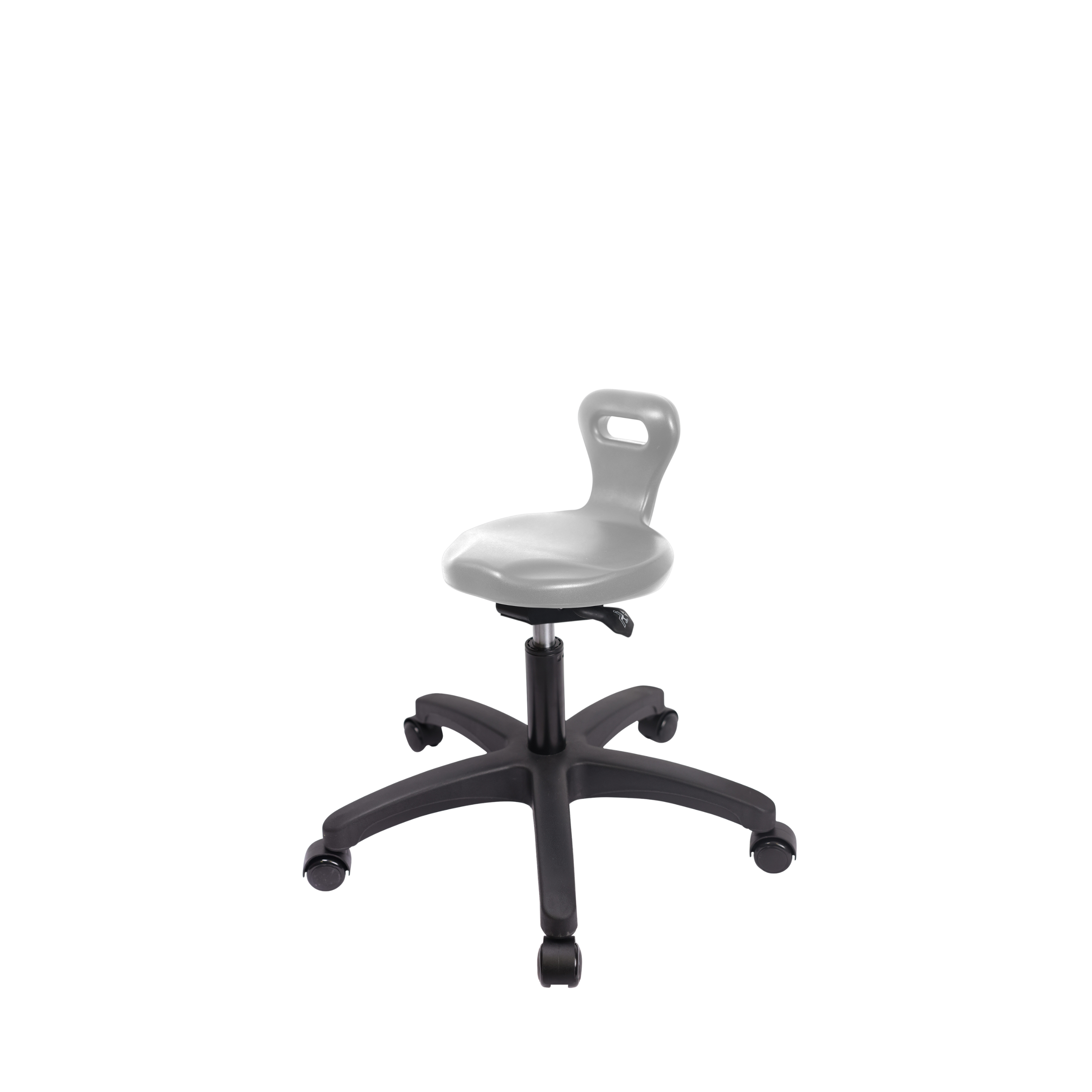 Polyurethane Serpent Sit-Stand Stool - Desk Height with Casters in Gray Polyurethane