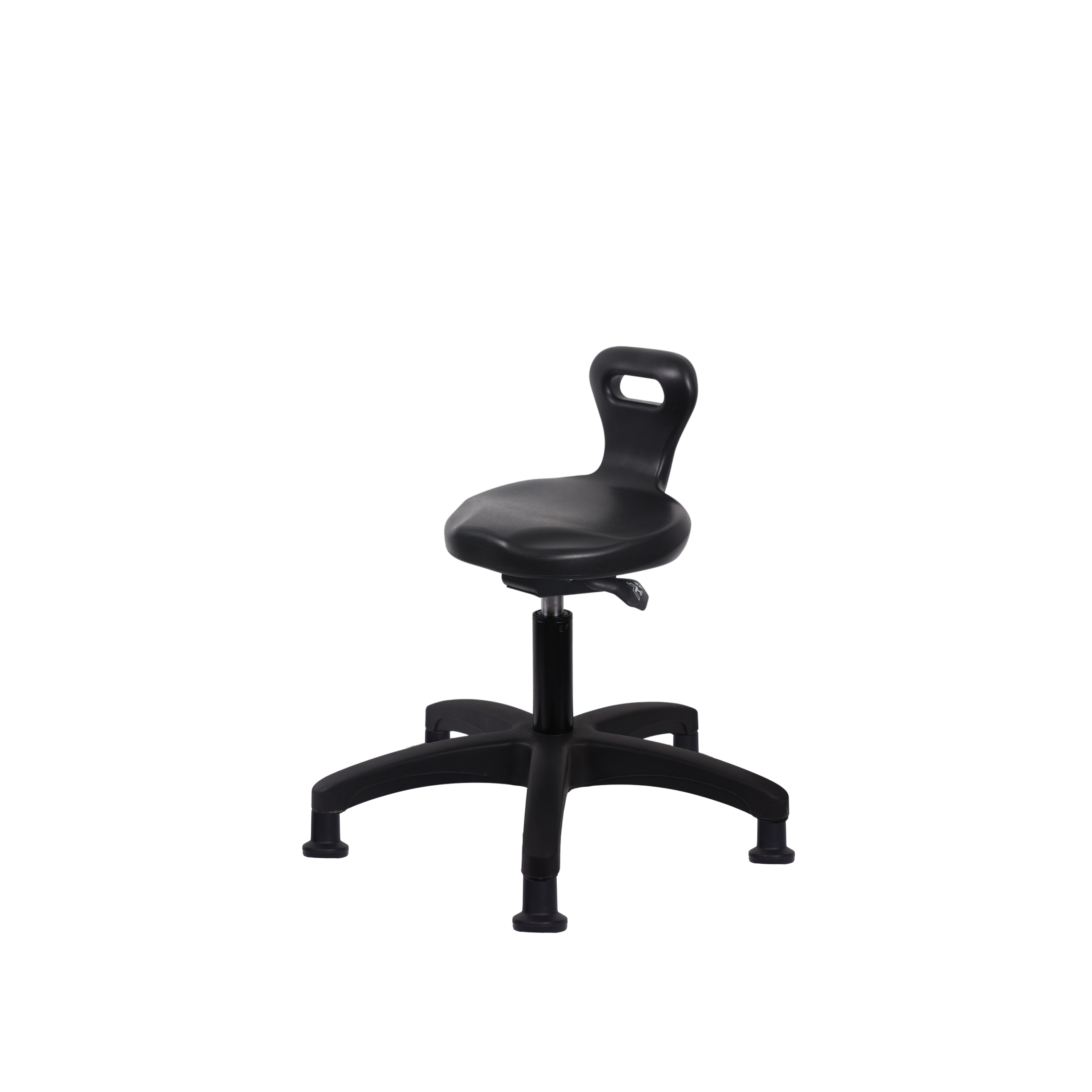 Polyurethane Serpent Sit-Stand Stool - Desk Height with Stationary Glides in Black Polyurethane