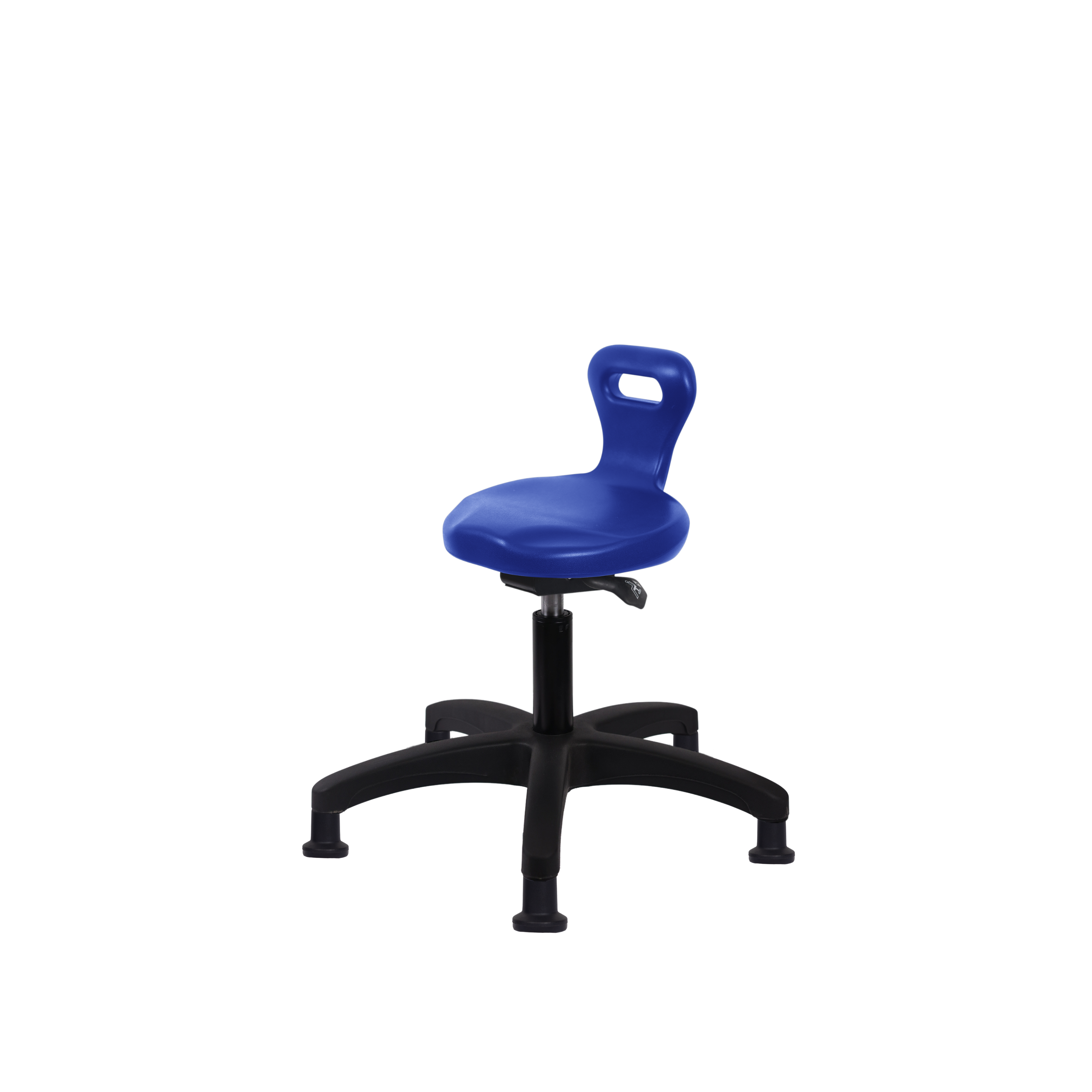 Polyurethane Serpent Sit-Stand Stool - Desk Height with Stationary Glides in Blue Polyurethane