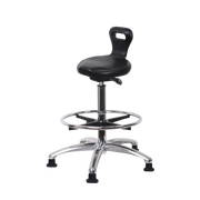 Polyurethane Serpent Sit-Stand Chrome with Chrome Foot Ring in Black Polyurethane