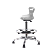 Polyurethane Serpent Sit-Stand Chrome with Chrome Foot Ring in Gray Polyurethane