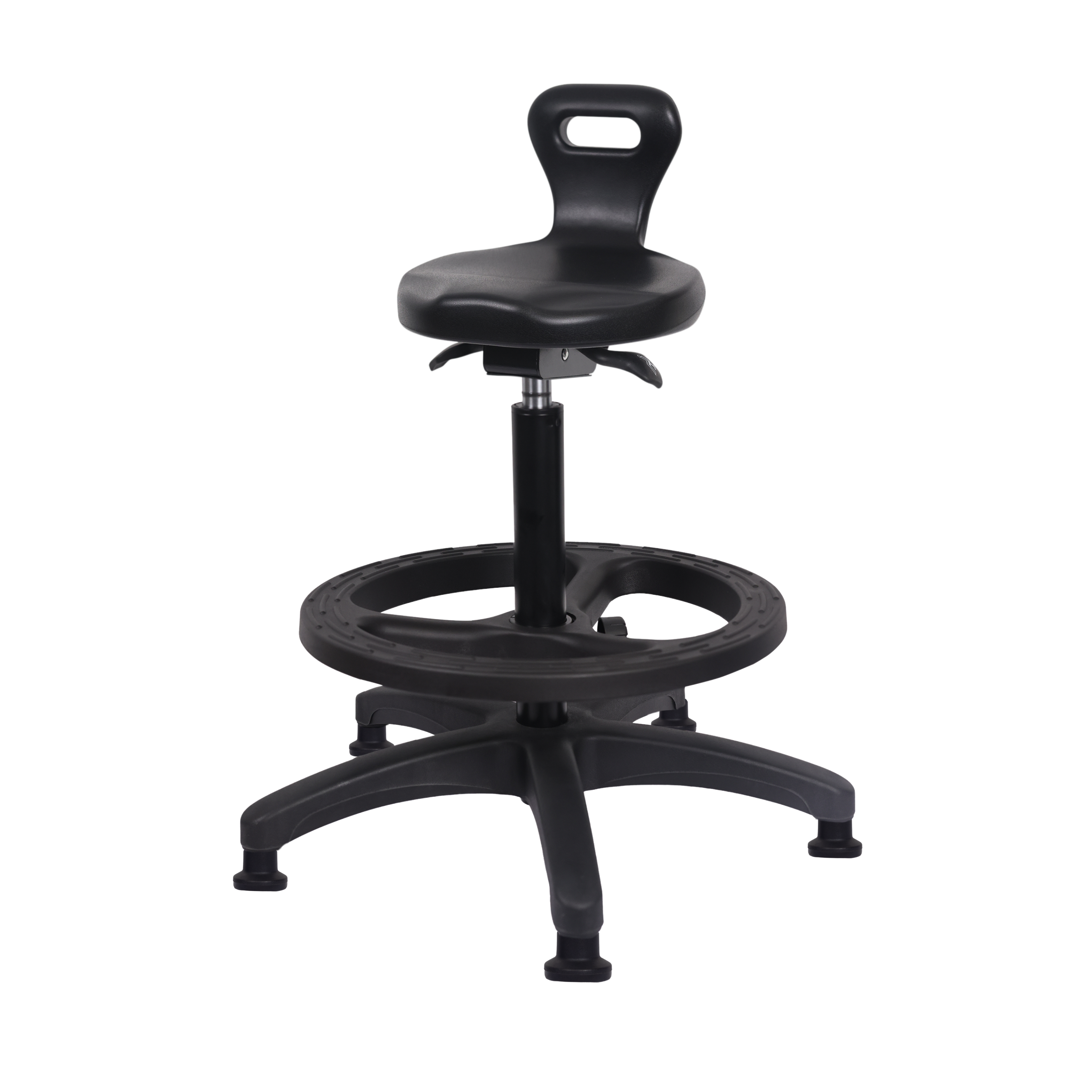 Polyurethane Serpent Sit-Stand with Black Foot Ring in Black Polyurethane