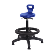 Polyurethane Serpent Sit-Stand with Black Foot Ring in Blue Polyurethane