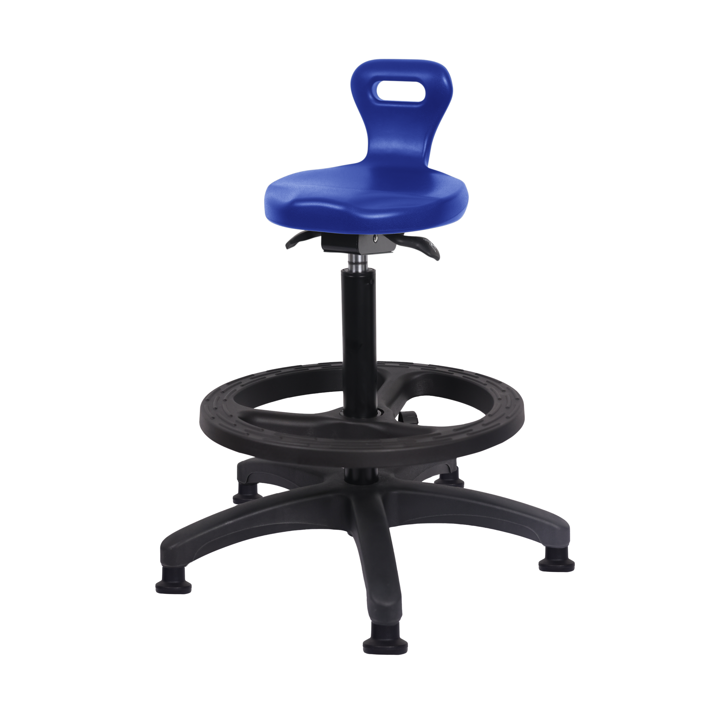 Polyurethane Serpent Sit-Stand with Black Foot Ring in Blue Polyurethane