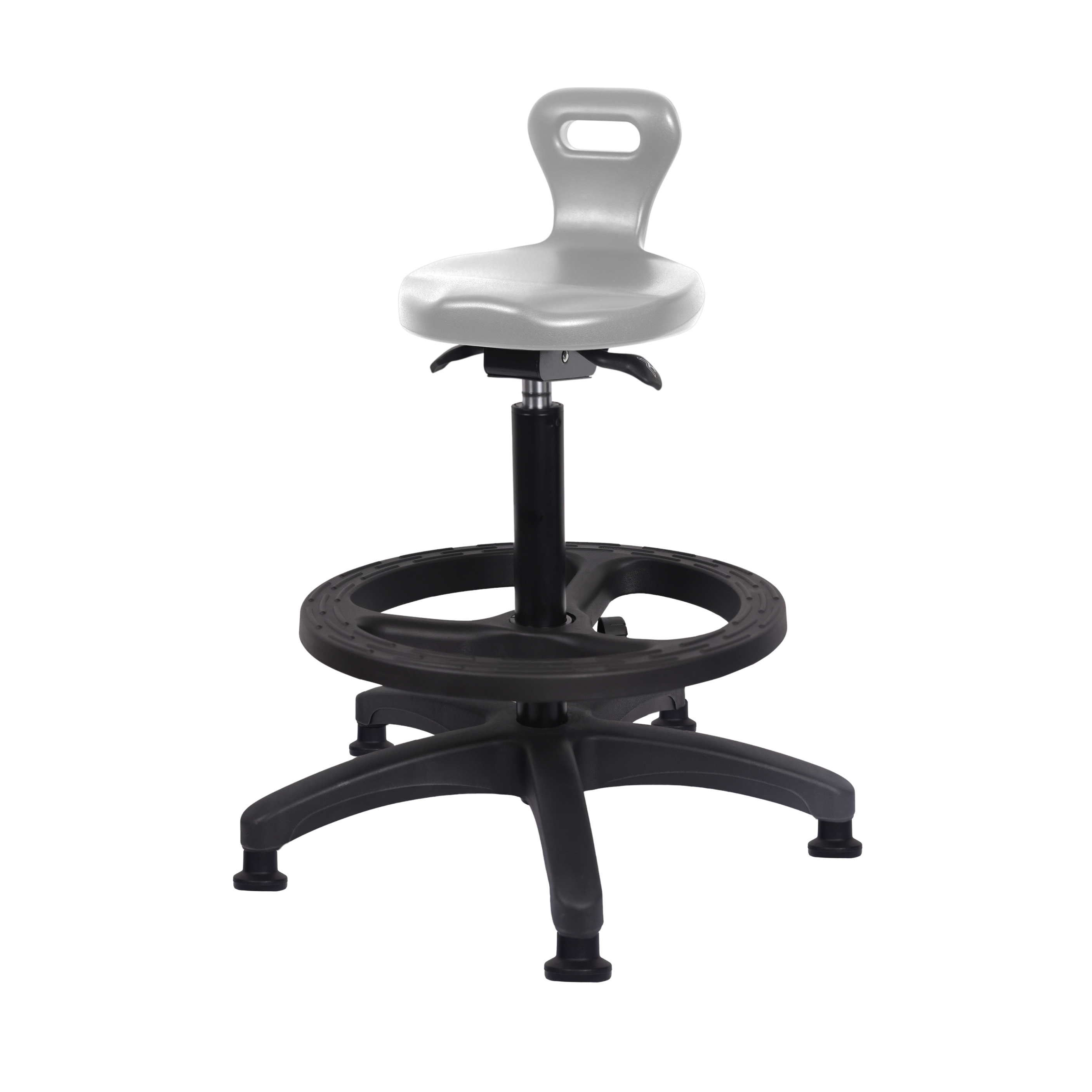 Polyurethane Serpent Sit-Stand with Black Foot Ring in Gray Polyurethane