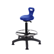 Polyurethane Serpent Sit-Stand with Chrome Foot Ring in Blue Polyurethane