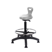 Polyurethane Serpent Sit-Stand with Chrome Foot Ring in Gray Polyurethane