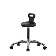 Polyurethane Serpent Stool Chrome - Medium Bench Height with Chrome Casters in Black Polyurethane