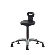 Polyurethane Serpent Stool Chrome - Medium Bench Height with Stationary Glides in Black Polyurethane