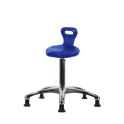 Polyurethane Serpent Stool Chrome - Medium Bench Height with Stationary Glides in Blue Polyurethane