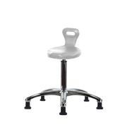 Polyurethane Serpent Stool Chrome - Medium Bench Height with Stationary Glides in Gray Polyurethane