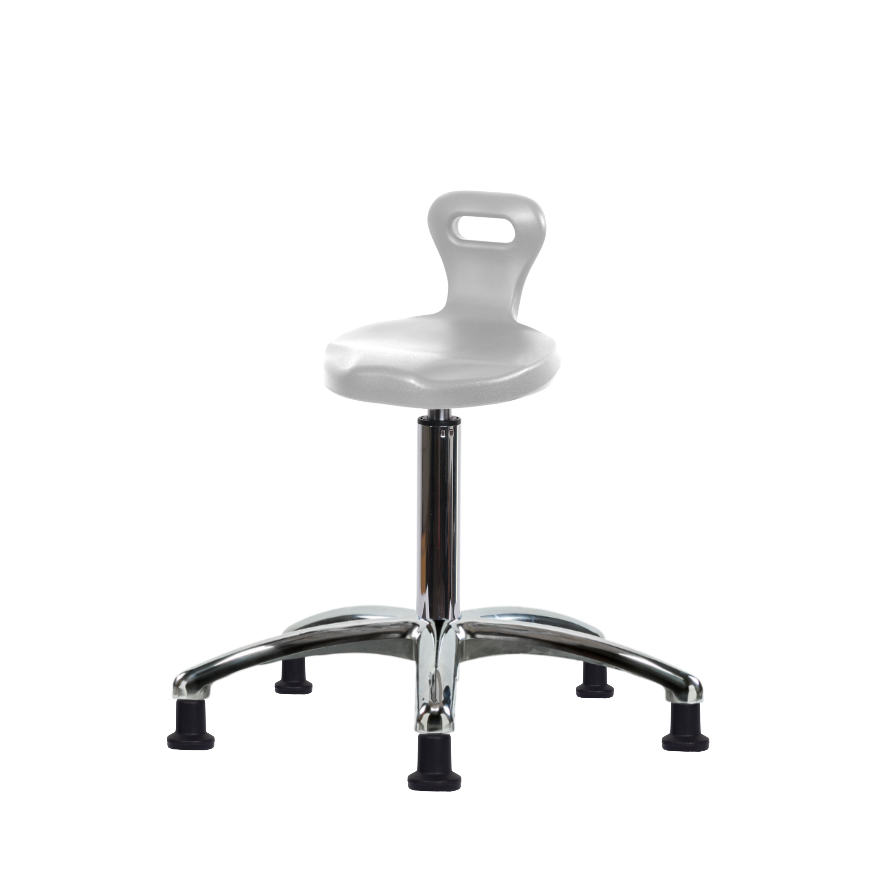 Polyurethane Serpent Stool Chrome - Medium Bench Height with Stationary Glides in Gray Polyurethane
