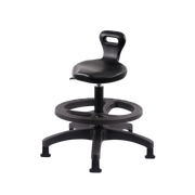 Polyurethane Serpent Stool - Medium Bench Height with Black Foot Ring & Stationary Glides in Black Polyurethane