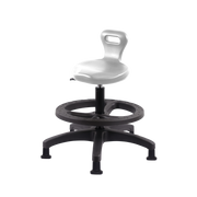 Polyurethane Serpent Stool - Medium Bench Height with Black Foot Ring & Stationary Glides in Gray Polyurethane