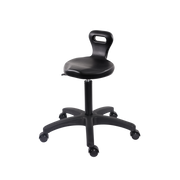Polyurethane Serpent Stool - Medium Bench Height with Casters in Black Polyurethane