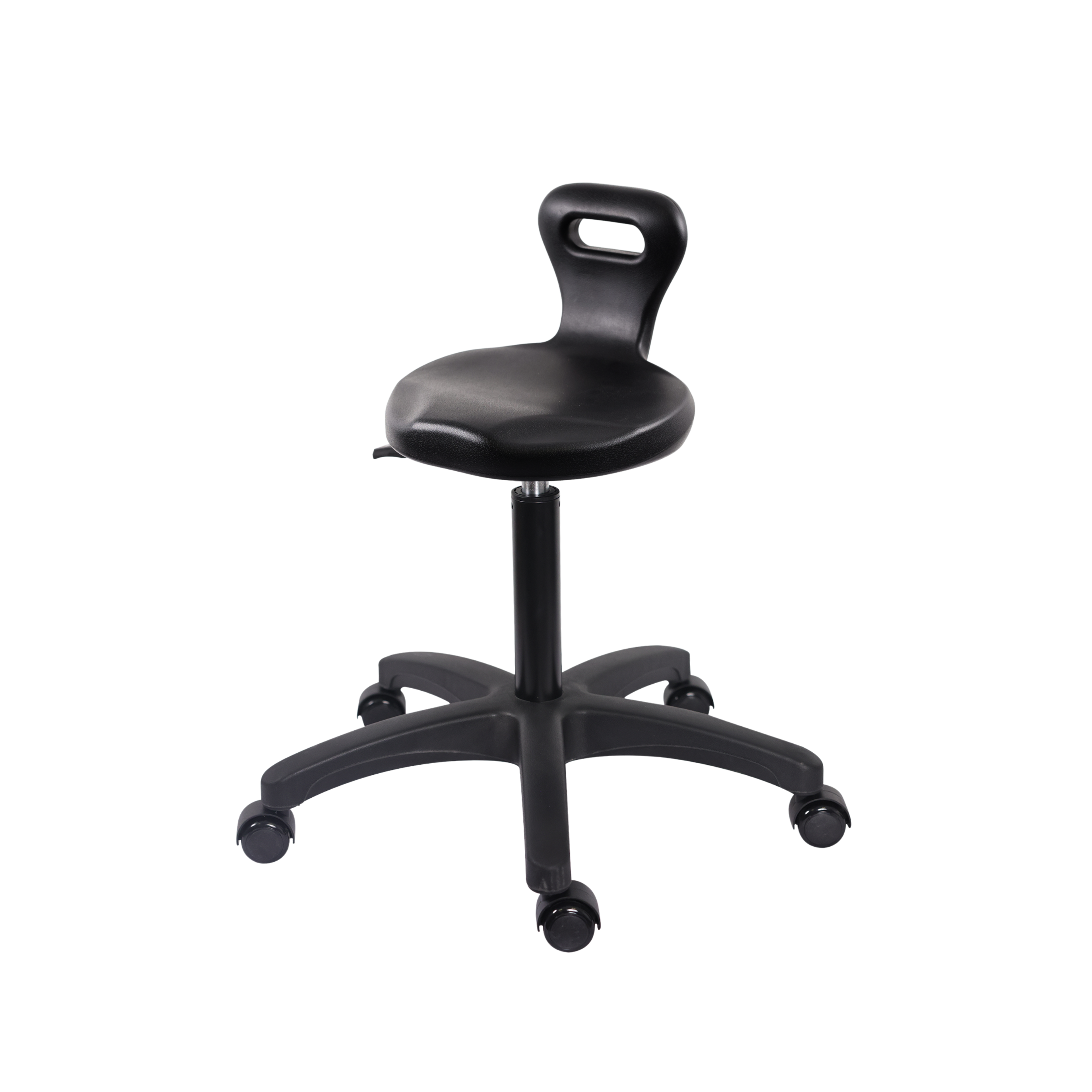 Polyurethane Serpent Stool - Medium Bench Height with Casters in Black Polyurethane
