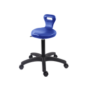 Polyurethane Serpent Stool - Medium Bench Height with Casters in Blue Polyurethane