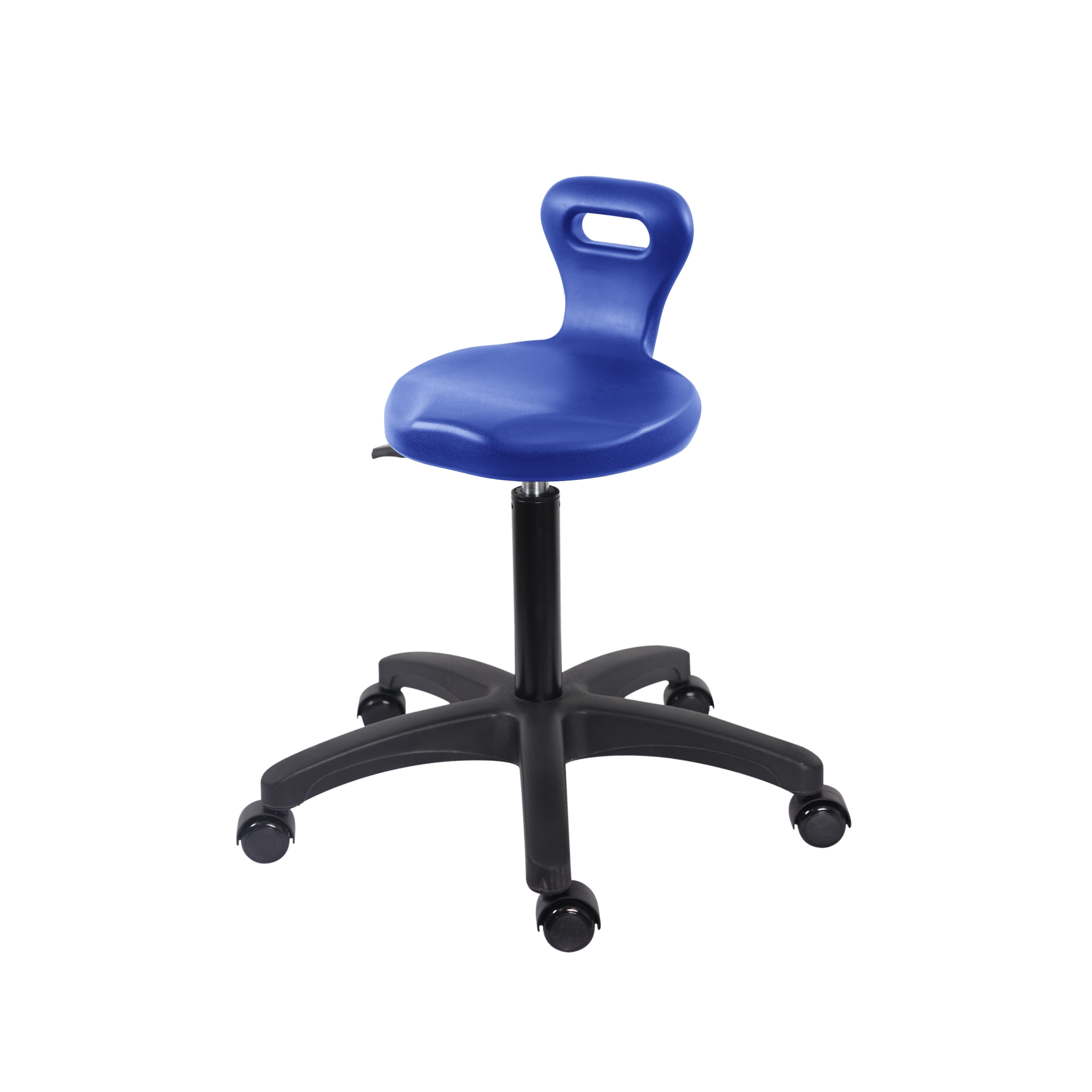 Polyurethane Serpent Stool - Medium Bench Height with Casters in Blue Polyurethane