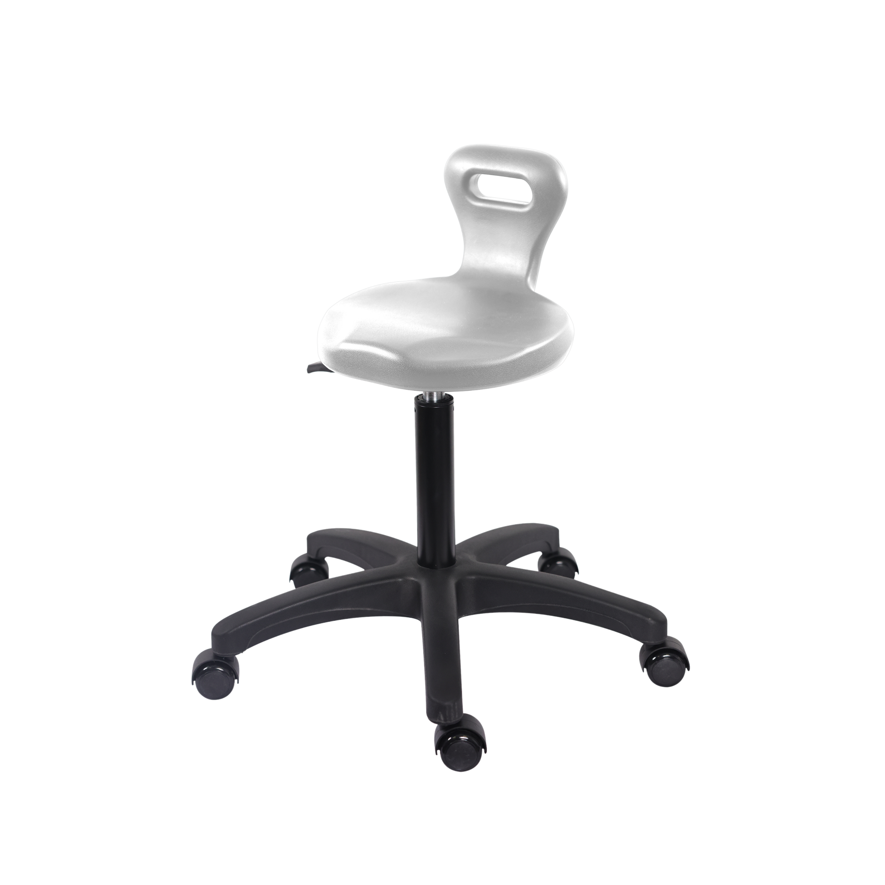 Polyurethane Serpent Stool - Medium Bench Height with Casters in Gray Polyurethane