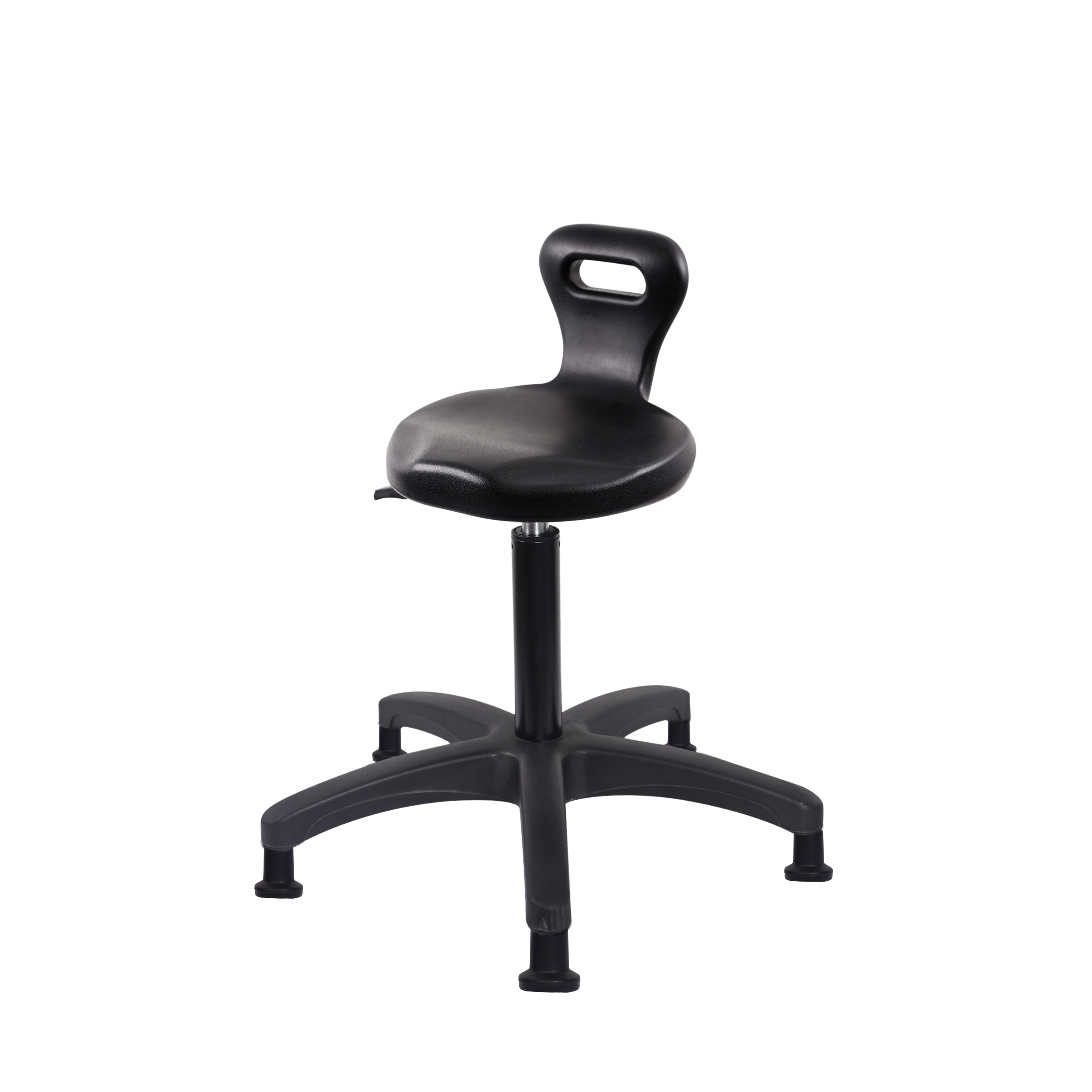Polyurethane Serpent Stool - Medium Bench Height with Stationary Glides in Black Polyurethane