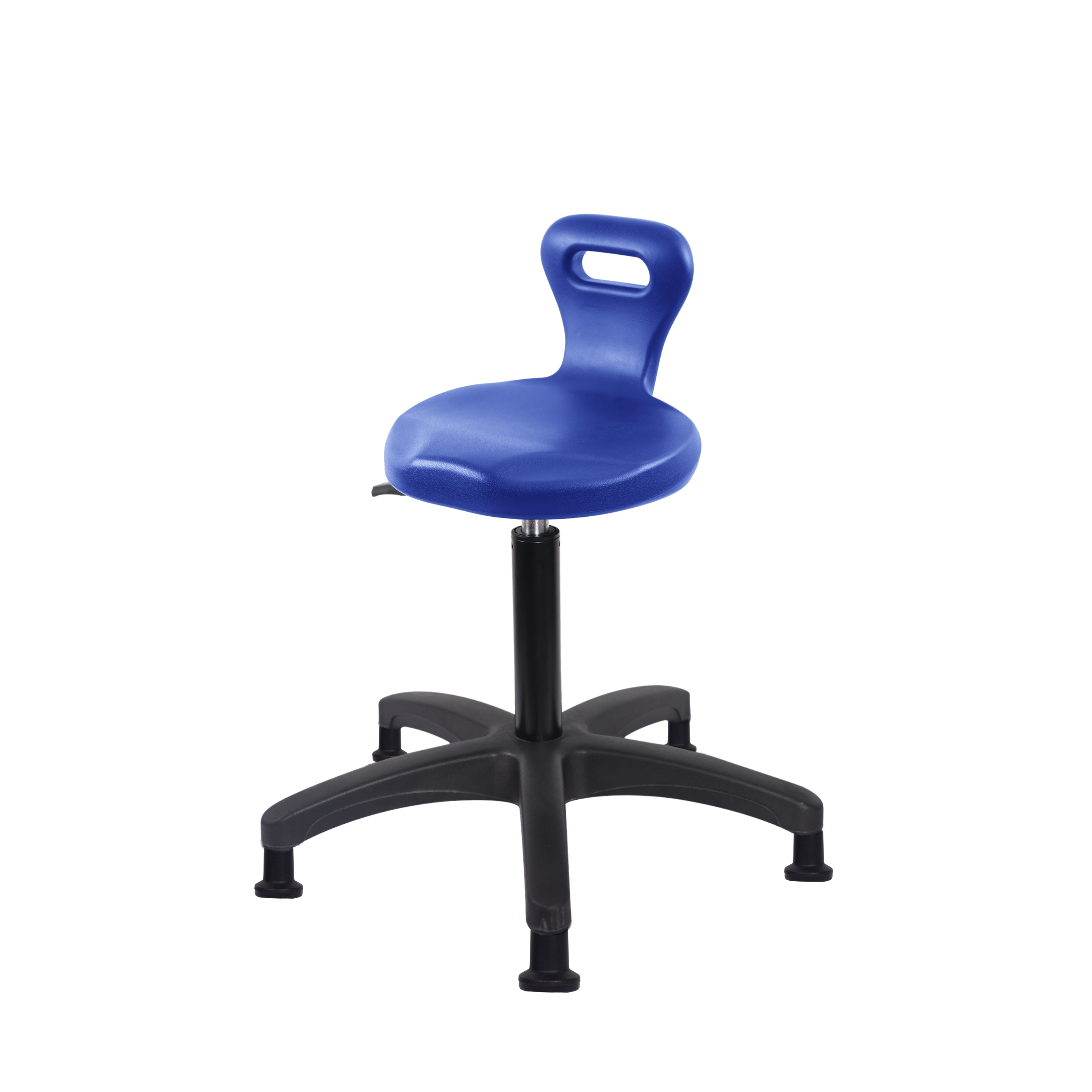 Polyurethane Serpent Stool - Medium Bench Height with Stationary Glides in Blue Polyurethane