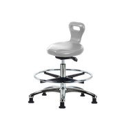Polyurethane Serpent Sit-Stand Stool Chrome - Medium Bench Height with Chrome Foot Ring & Stationary Glides in Gray Polyurethane