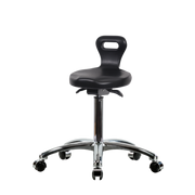 Polyurethane Serpent Sit-Stand Stool Chrome - Medium Bench Height with Chrome Casters in Black Polyurethane
