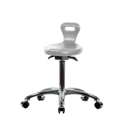 Polyurethane Serpent Sit-Stand Stool Chrome - Medium Bench Height with Chrome Casters in Gray Polyurethane
