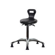 Polyurethane Serpent Sit-Stand Stool Chrome - Medium Bench Height with Stationary Glides in Black Polyurethane