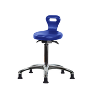 Polyurethane Serpent Sit-Stand Stool Chrome - Medium Bench Height with Stationary Glides in Blue Polyurethane