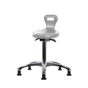 Polyurethane Serpent Sit-Stand Stool Chrome - Medium Bench Height with Stationary Glides in Gray Polyurethane