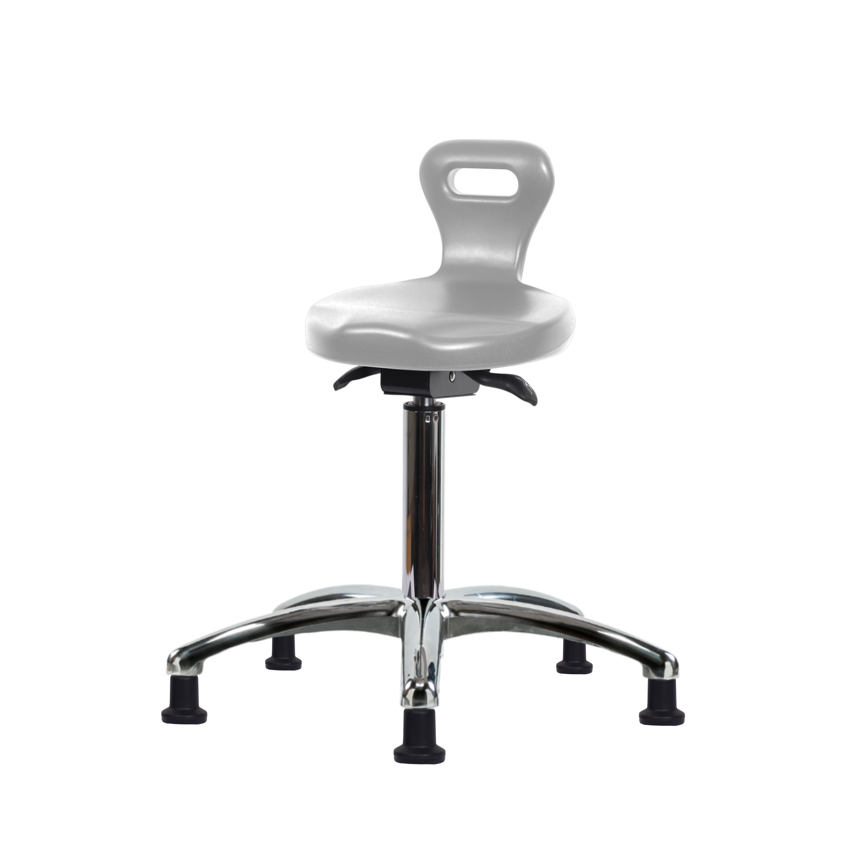 Polyurethane Serpent Sit-Stand Stool Chrome - Medium Bench Height with Stationary Glides in Gray Polyurethane